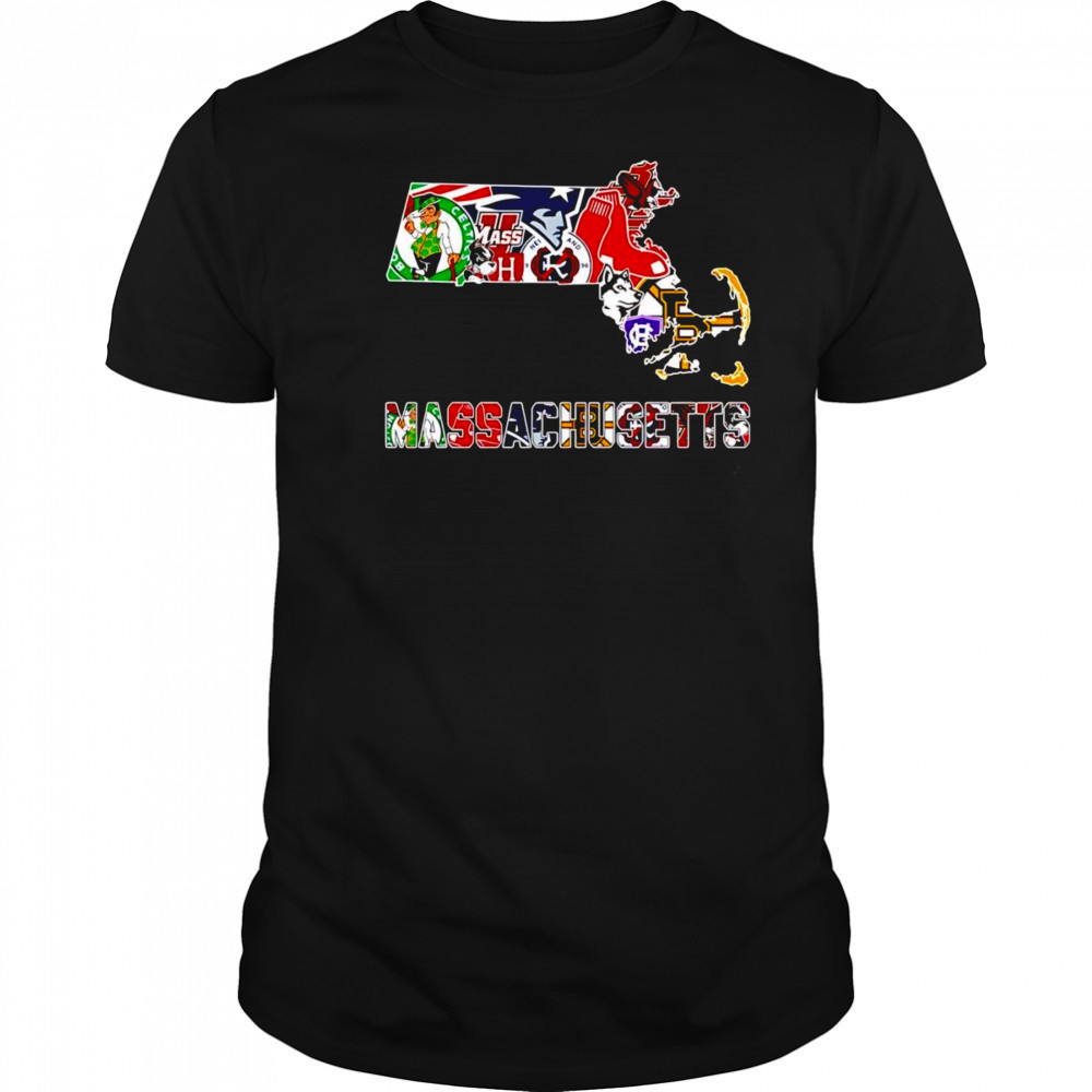 Massachusetts sports map shirt