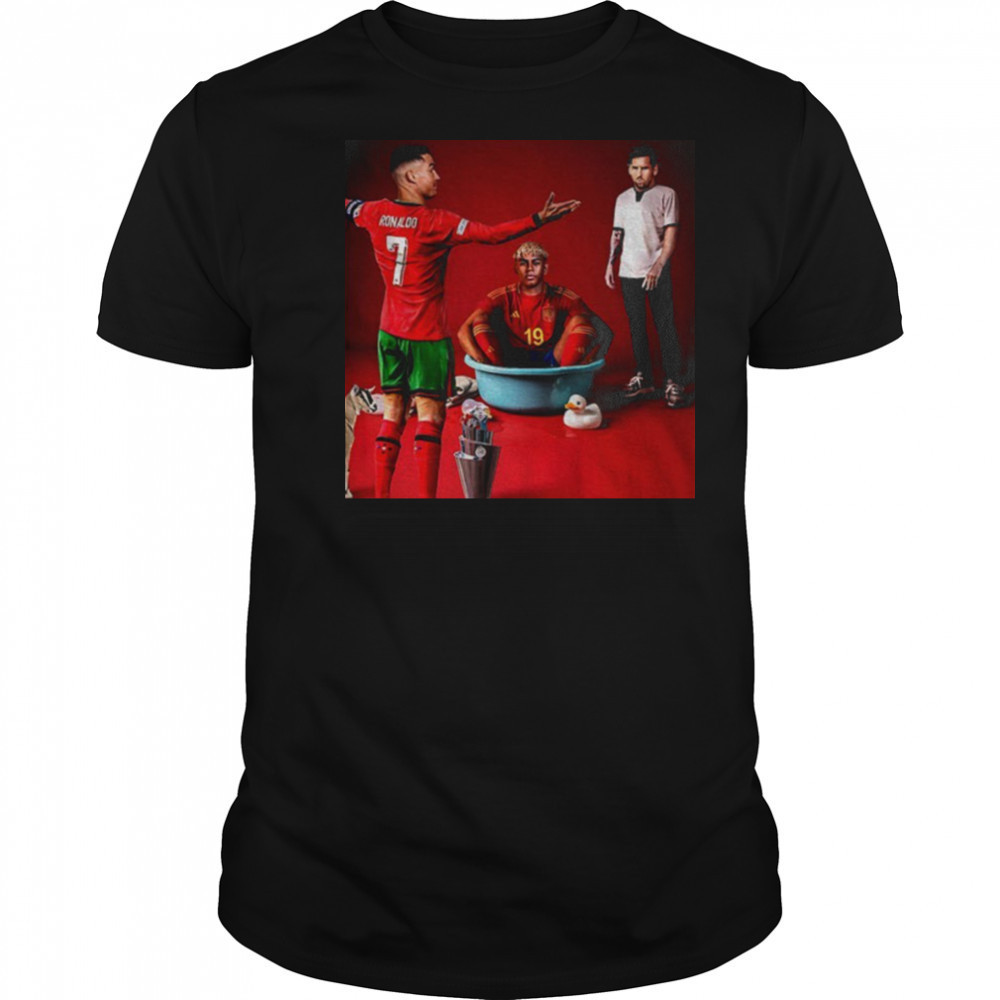 Messi vs Cristiano Ronaldo vs Lamine Yamal UEFA Champions League shirt