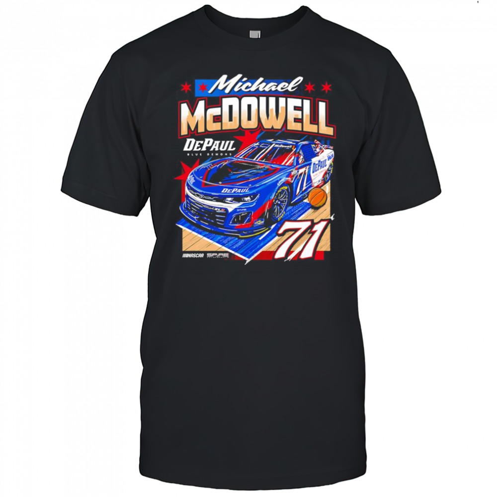Michael McDowell DePaul blue Demons racing car shirt