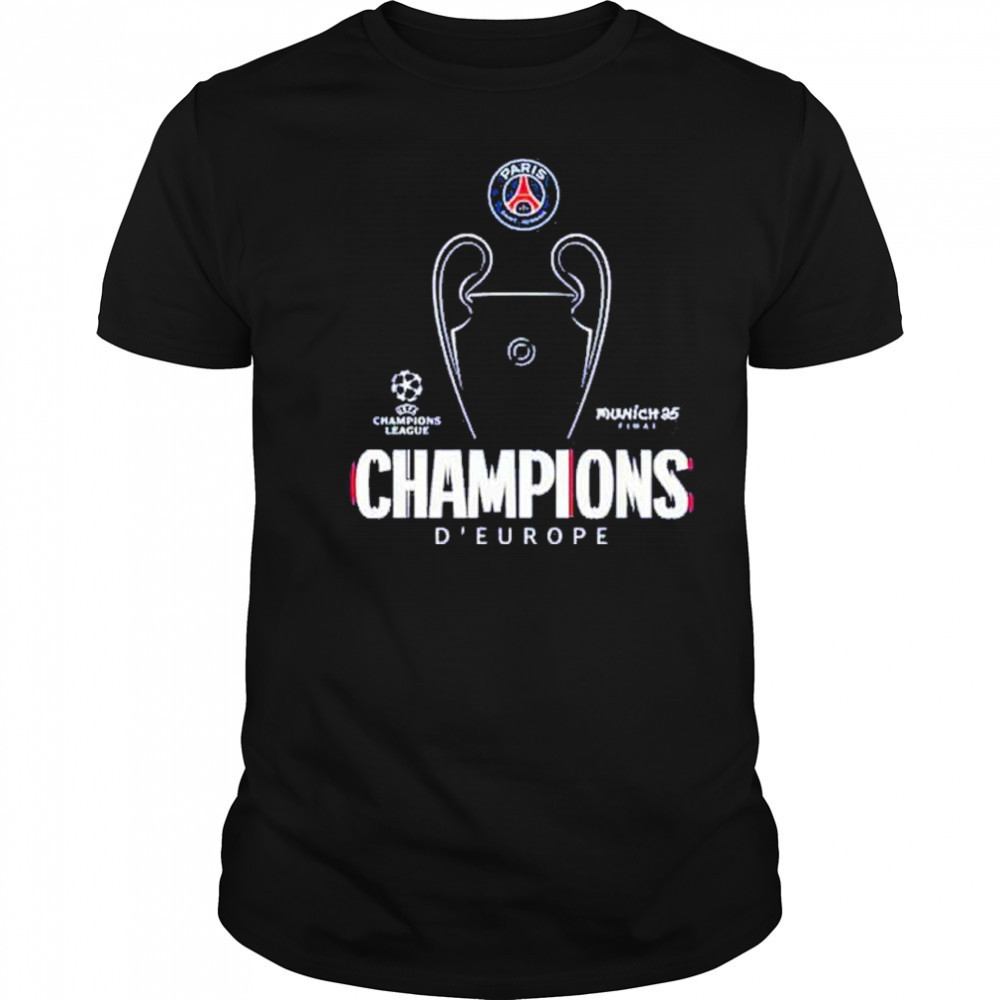Munich 25 Final PSG UCL Champions 2025 Trophy Outline Graphic T-Shirt