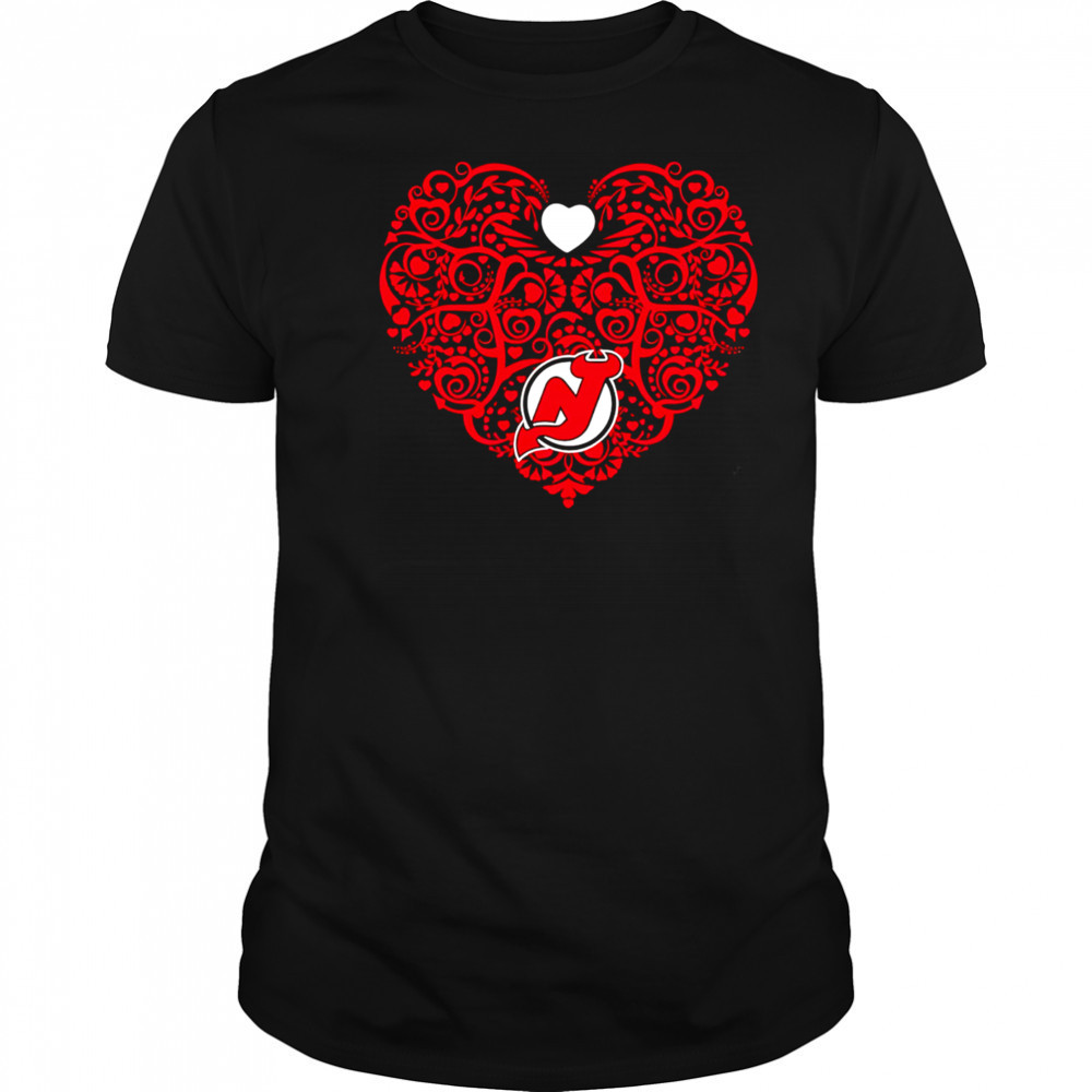 New Jersey Devils Floral Pattern Heart logo shirt