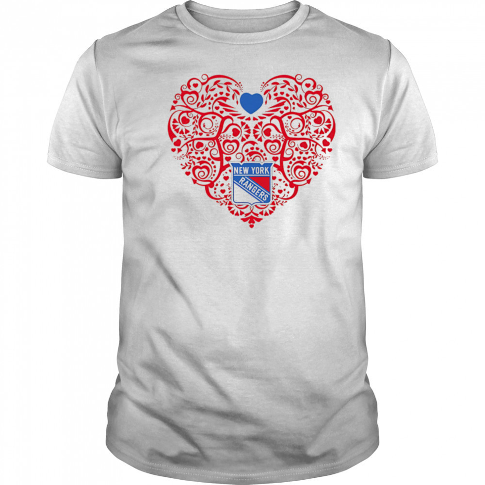 New York Rangers Floral Pattern Heart logo shirt