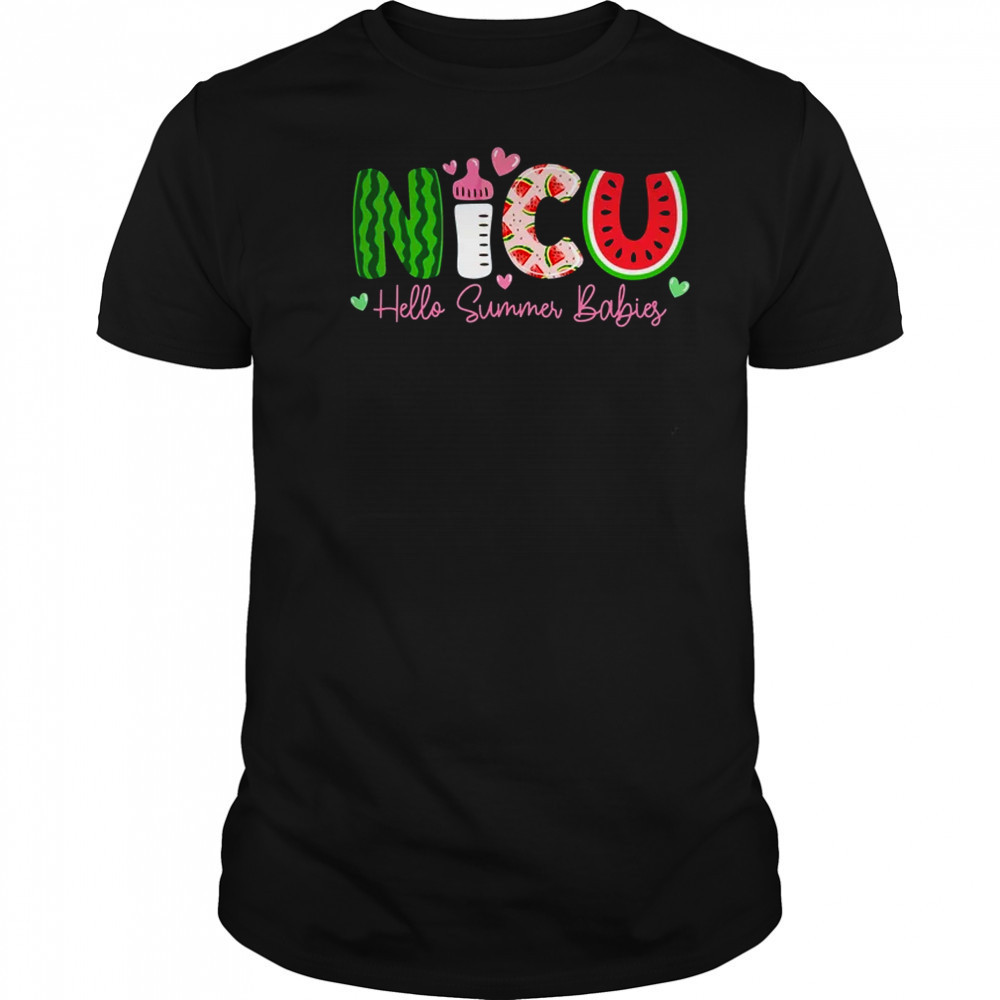 NICU Nurse Hello Summer Watermelon Funny Nursing Girls Women shirt
