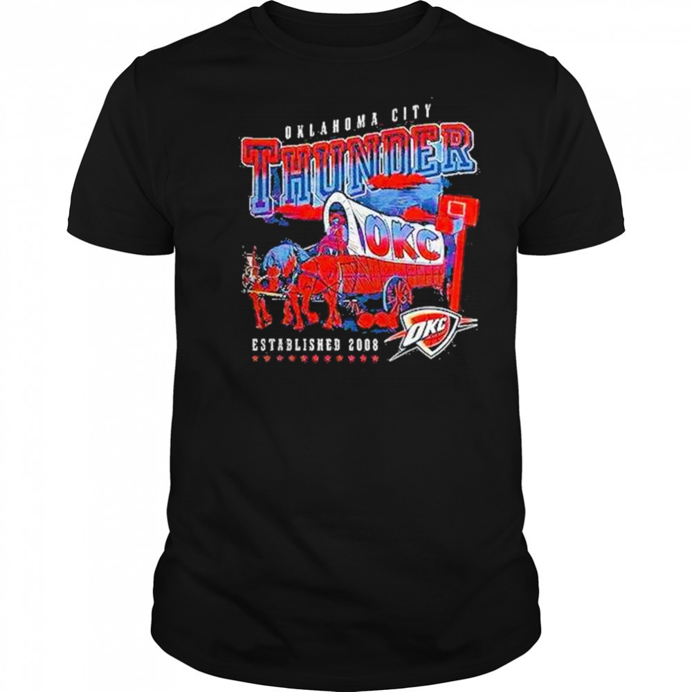 Oklahoma City Thunder Covered Wagon Western Basketball Style Shirt