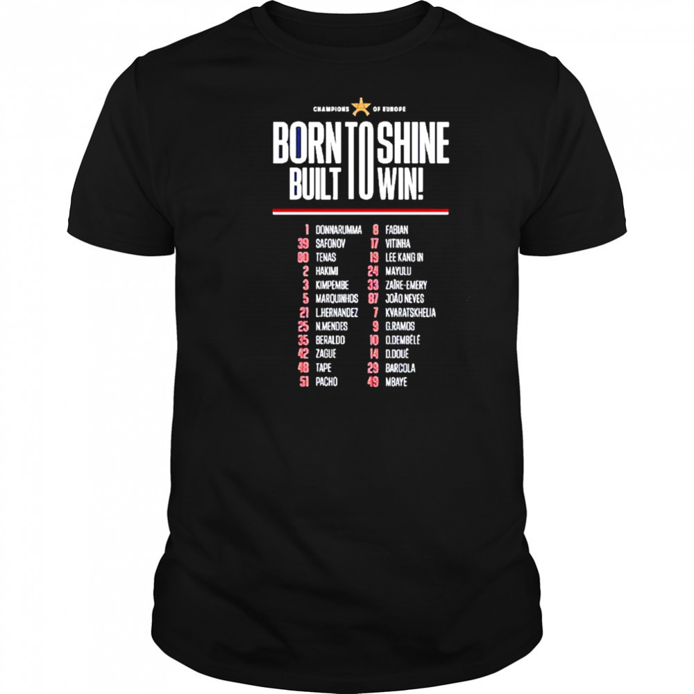 Paris Saint-germain 2025 Champions League Winners Roster T-shirt
