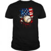 Patriotic Baseball 4th Of July Men Boys USA American Flag shirt