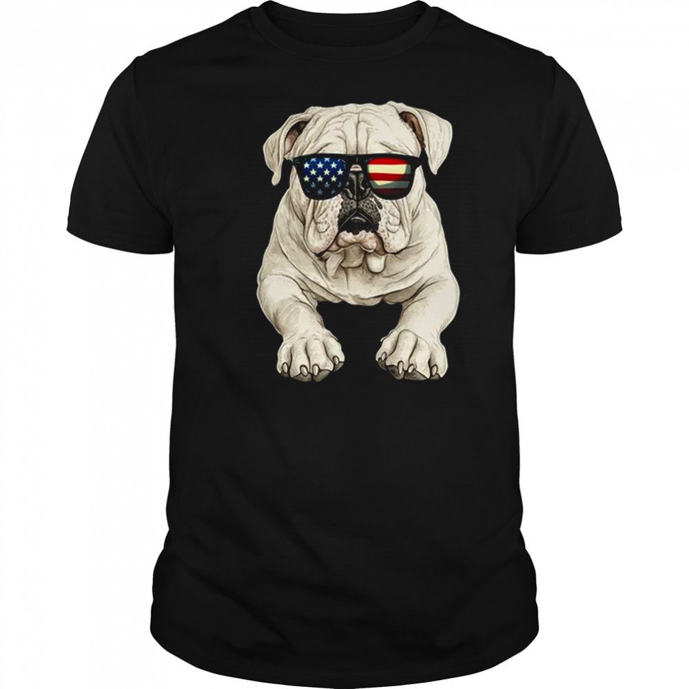 Patriotic Bulldog Dog USA Flag 4th Of July shirt