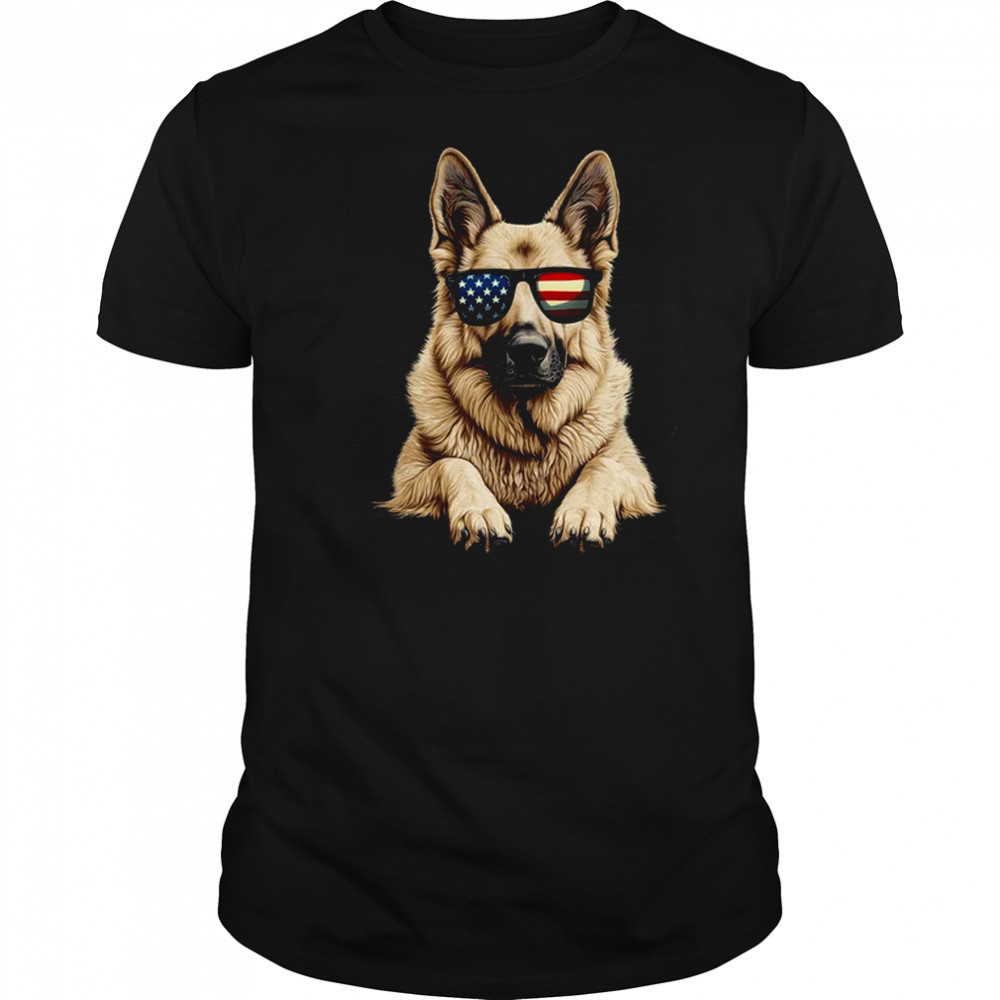 Patriotic German Shepherd Dog USA Flag 4th Of July shirt