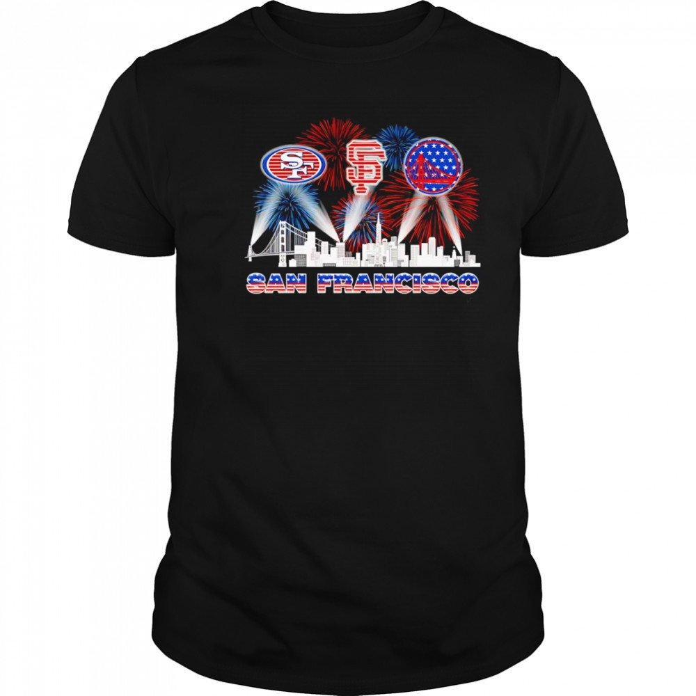 Patriotic skyline San Francisco sports shirt