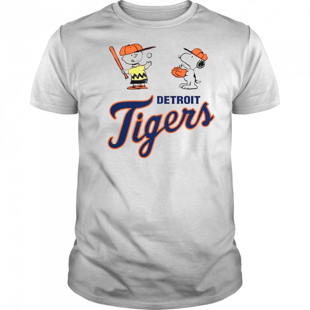 Peanuts Charlie Brown And Snoopy Detroit Tigers T-Shirt