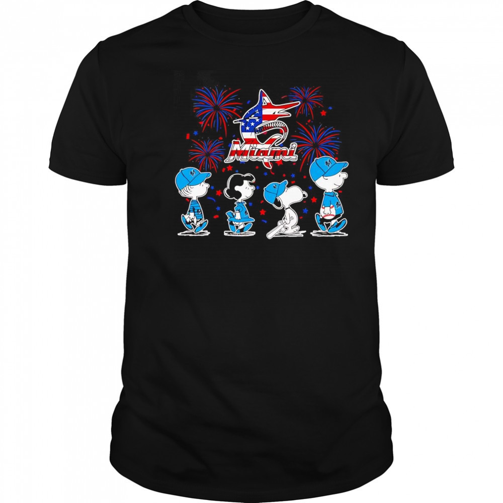 Peanuts Happy 4th of July Miami Marlins shirt