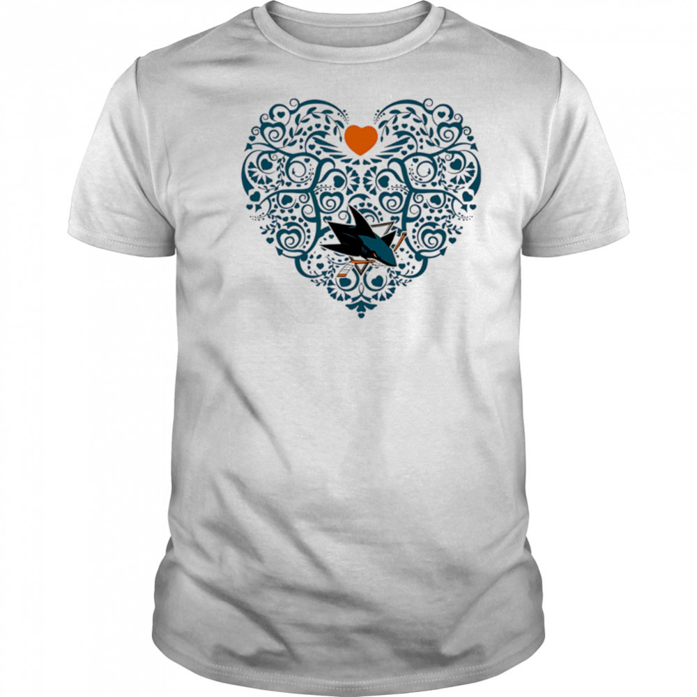San Jose Sharks Floral Pattern Heart logo shirt