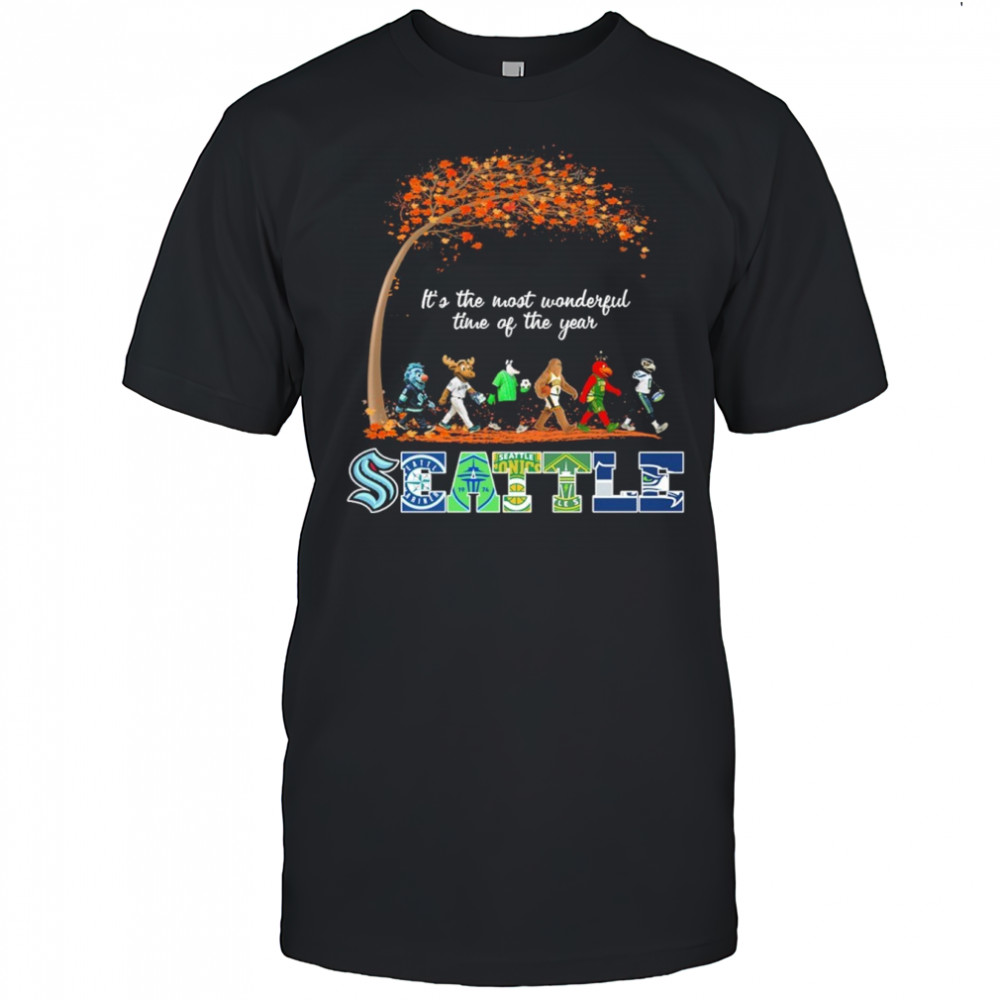 Seattle Sports Teams Mascot Abbey Road It’s The Most Wonderful Time Of The Year Shirt