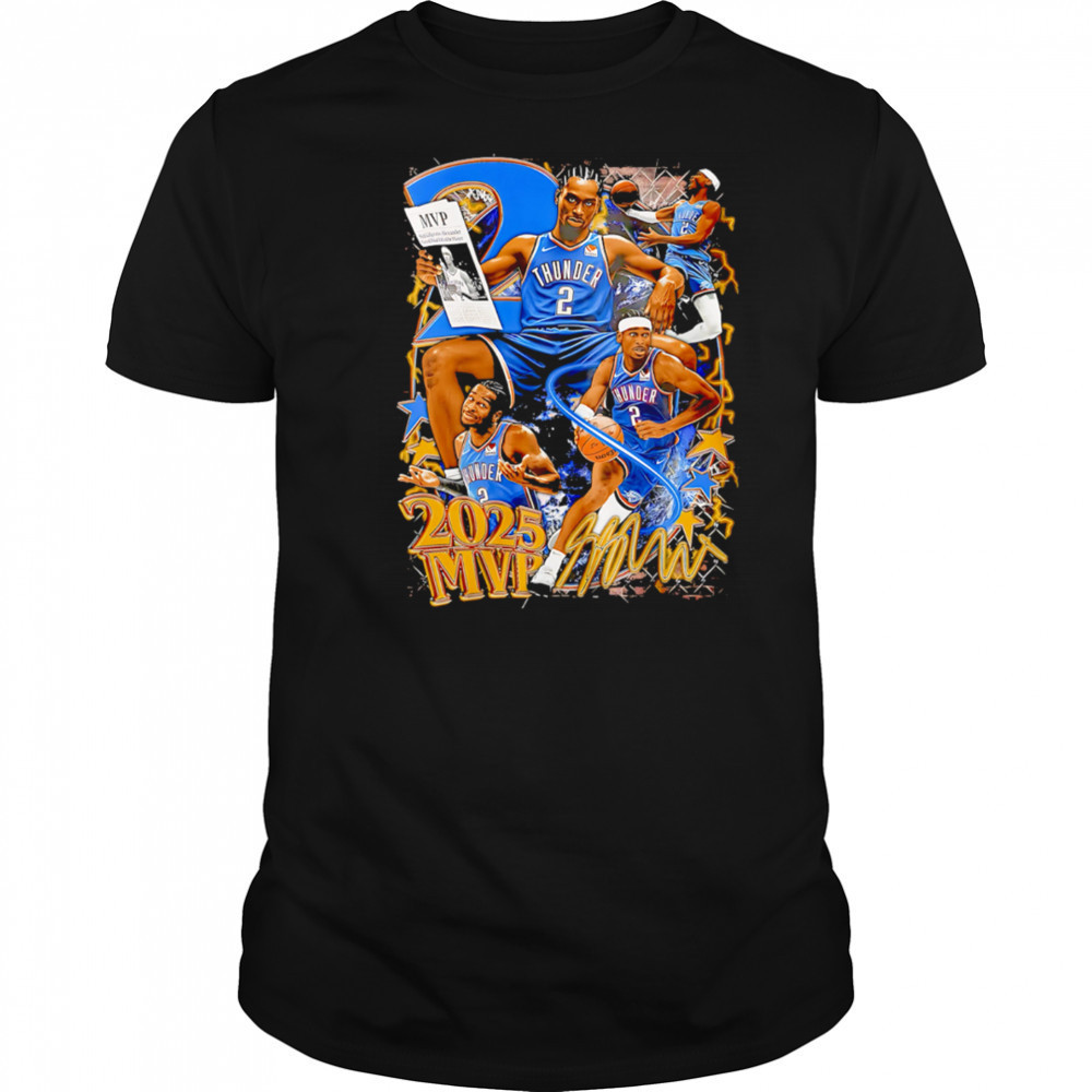 Shai Gilgeous-Alexander number 2 MVP 2025 signature graphic shirt