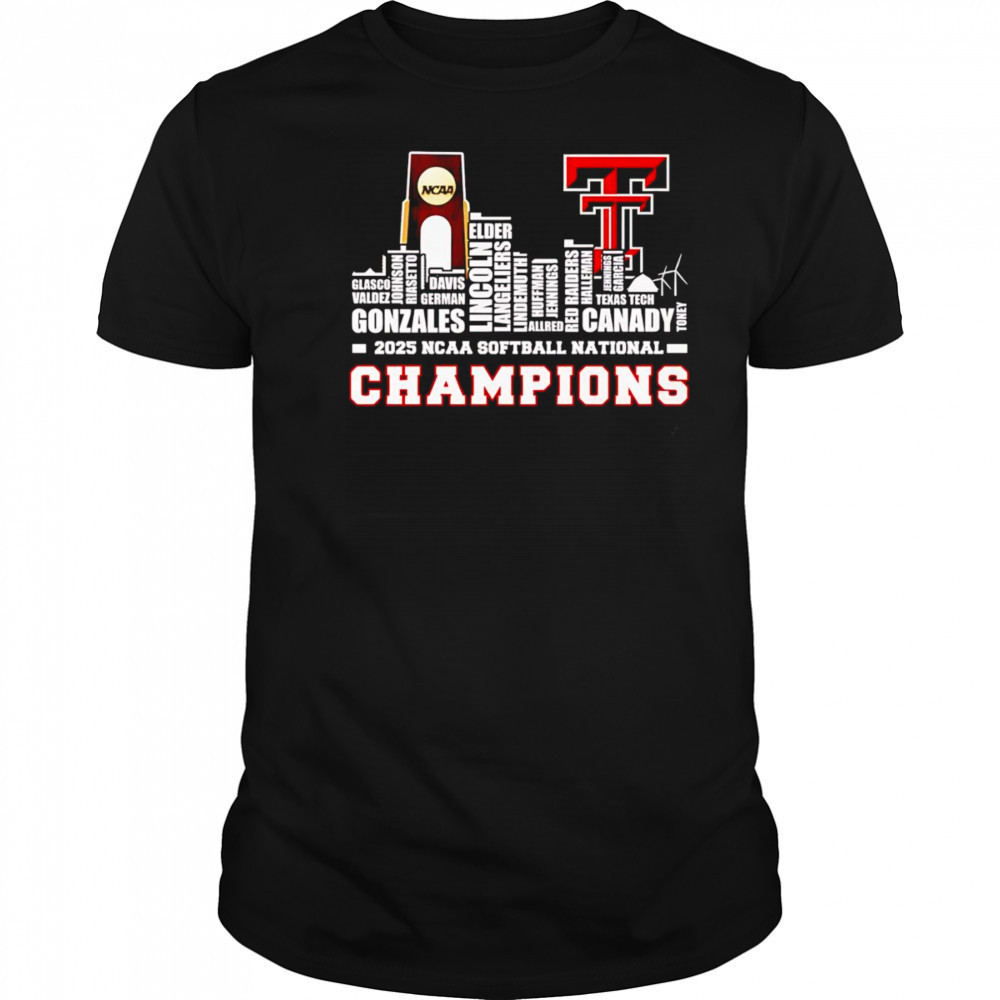 Skyline name 2025 NCAA Softball National Champions Texas Tech Red Raiders shirt