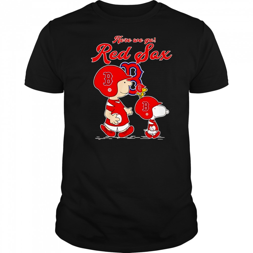 snoopy and Charlie Brown vs Boston Red Sox MLB Baseball Here We Go shirt