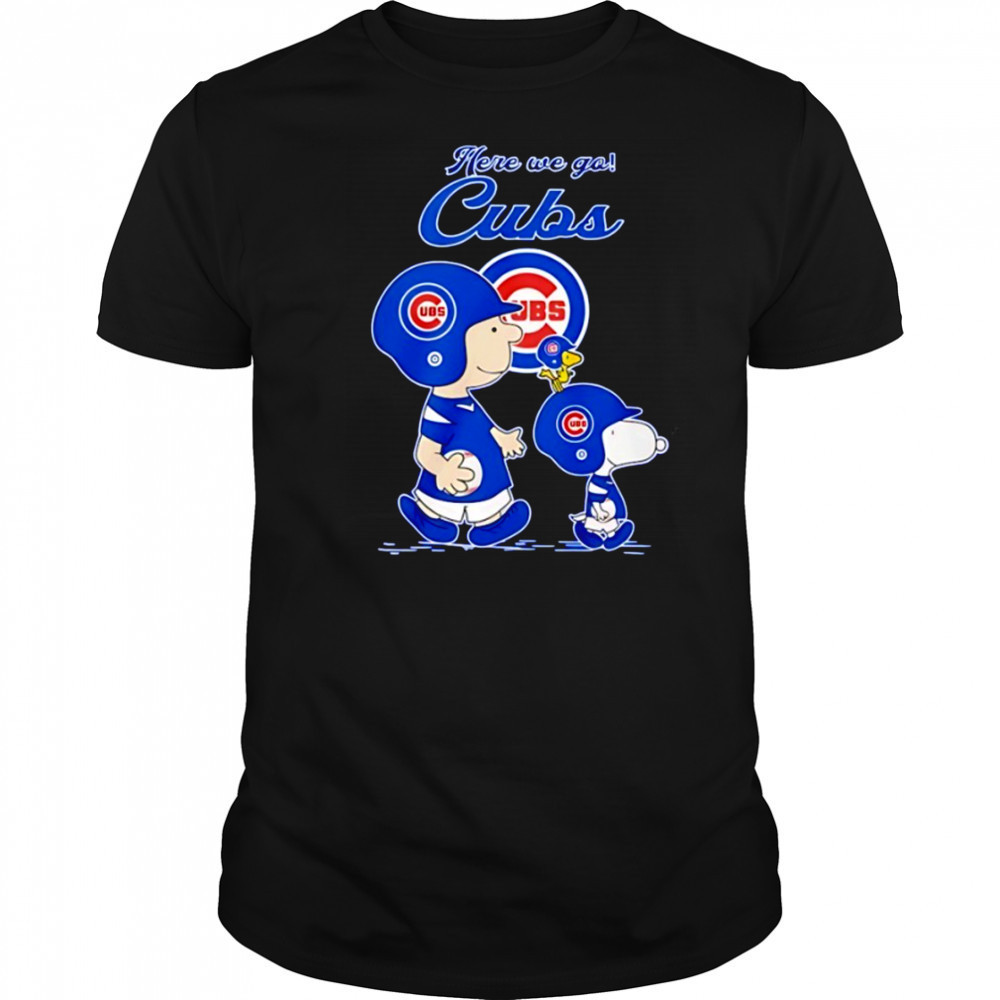 snoopy and Charlie Brown vs Chicago Cubs MLB Baseball Here We Go shirt