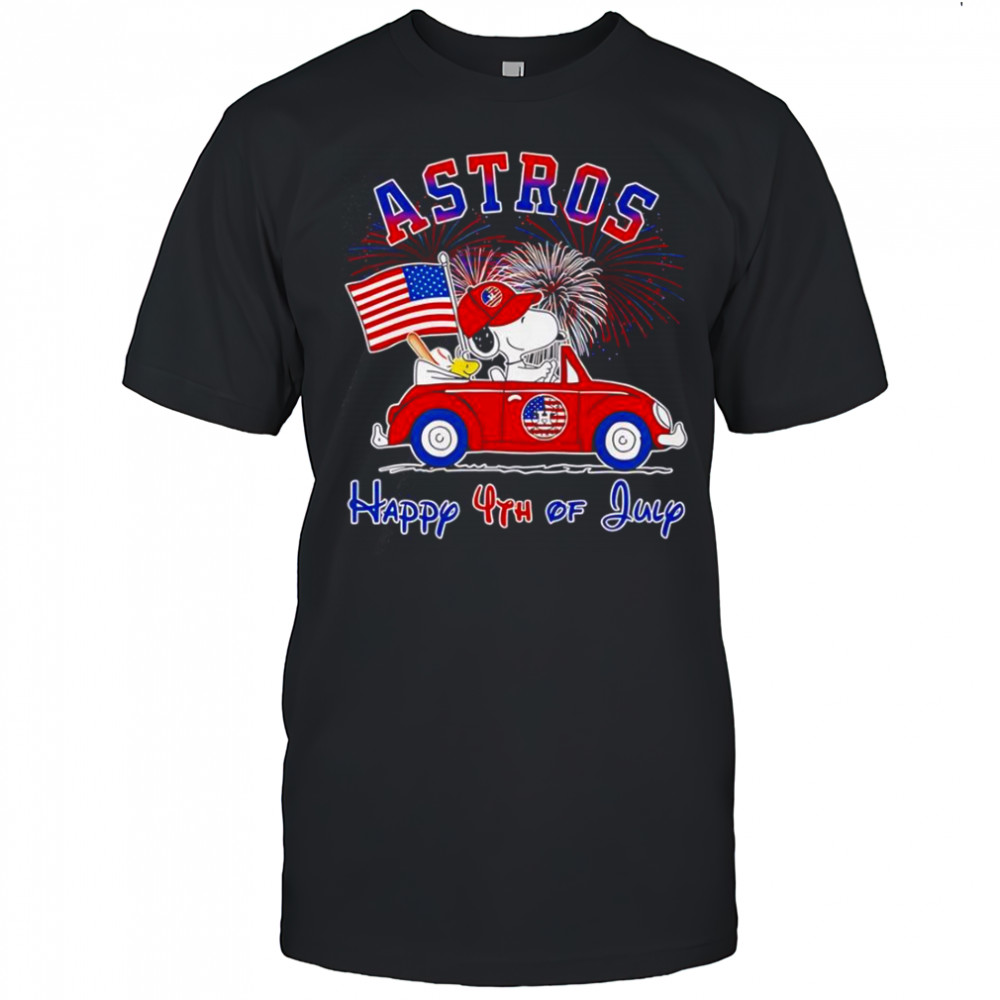 Snoopy And Woodstock Astros Happy 4th Of July T-Shirt