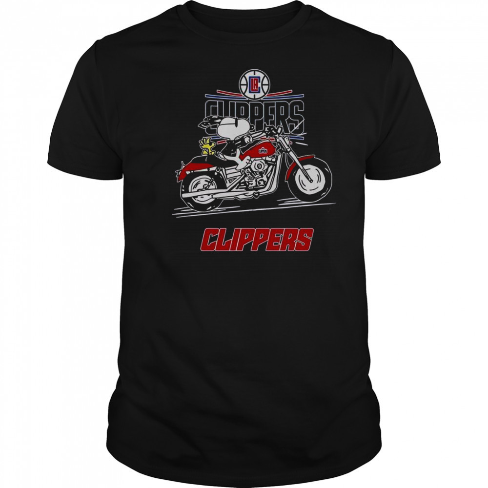 Snoopy And Woodstock Driving Motorbike LA Clippers T-Shirt