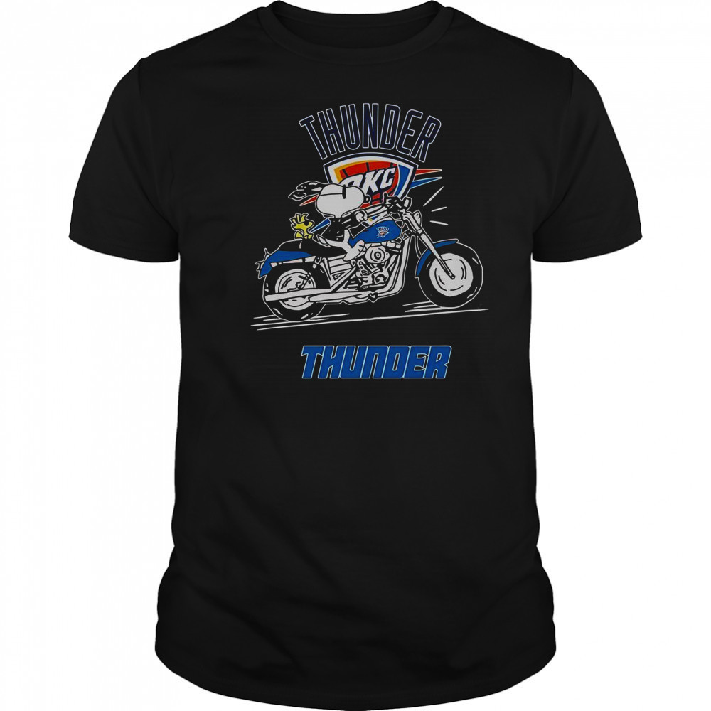 Snoopy And Woodstock Driving Motorbike Oklahoma City Thunder T-Shirt
