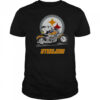 Snoopy And Woodstock Driving Motorbike Pittsburgh Steelers T-Shirt