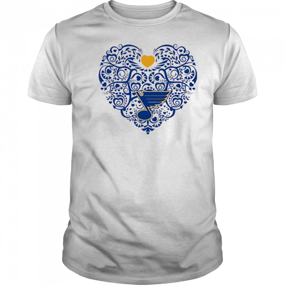 St. Louis Blues Floral Pattern Heart logo shirt