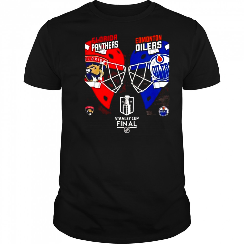 Stanley Cup Final 2025 Florida Panthers vs Edmonton Oilers helmets dueling shirt