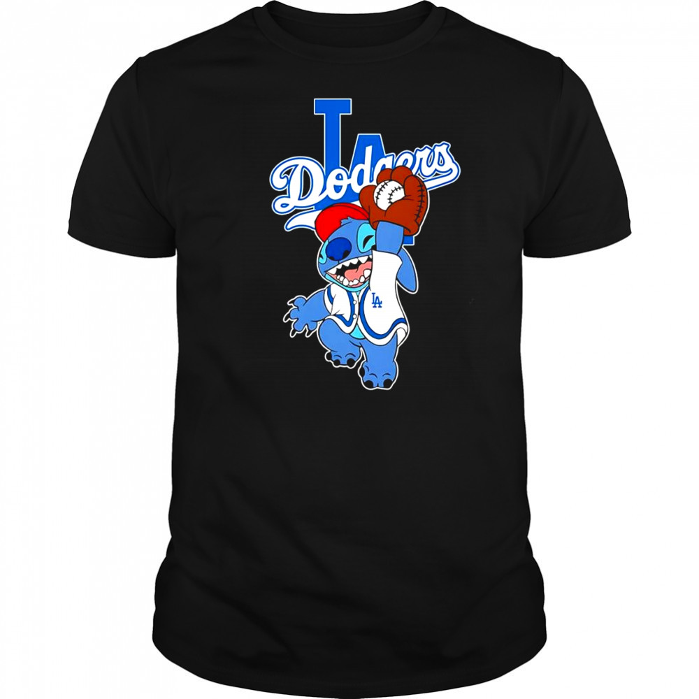 Stitch play baseball Los Angeles Dodgers shirt