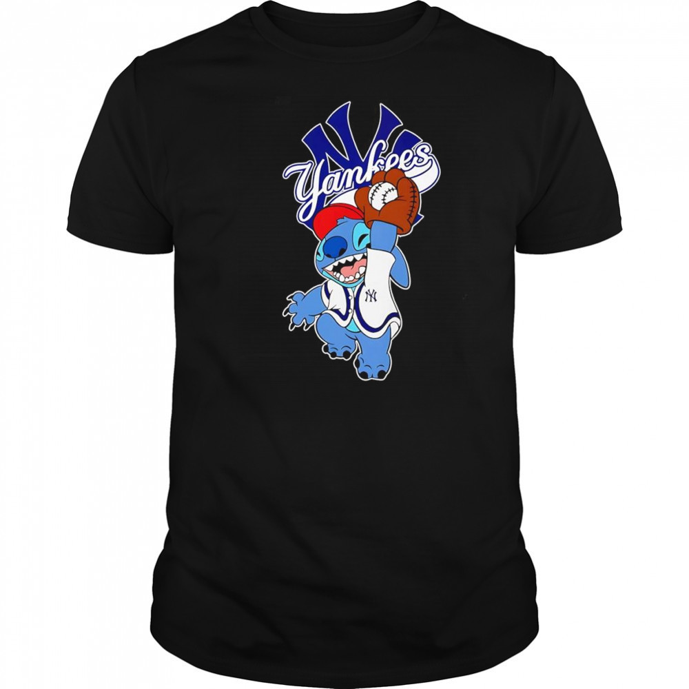 Stitch play baseball New York Yankees shirt
