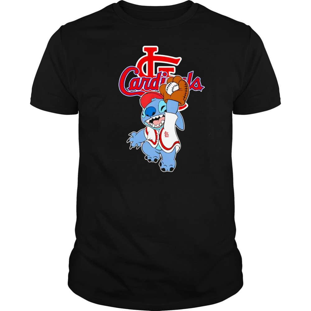 Stitch play baseball St Louis Cardinals shirt