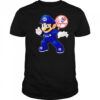 Super Mario holding baseball New York Yankees shirt