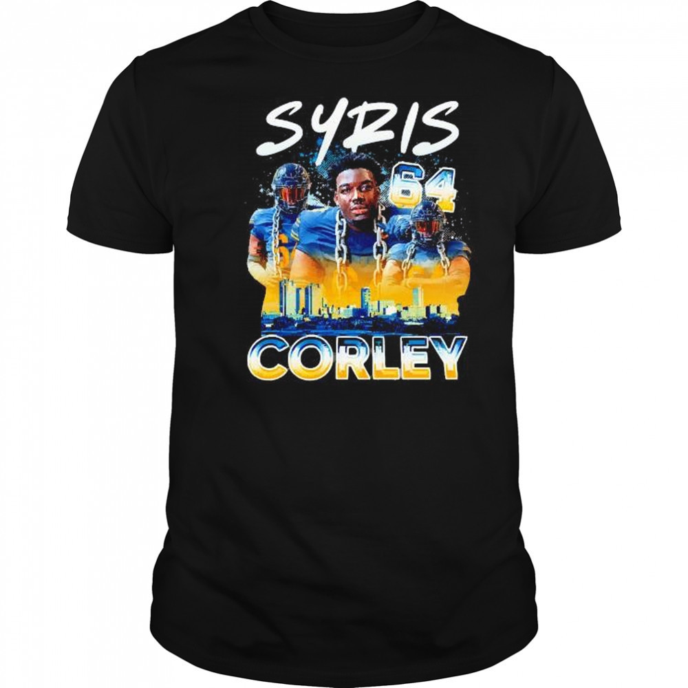 Syris Corley no 64 player collage city line graphic shirt