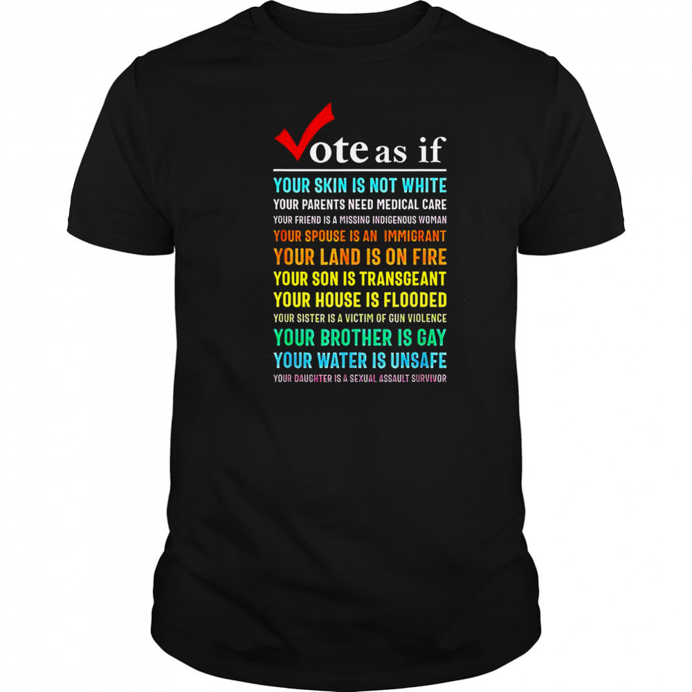 Top Vote As If Your Skin Is Not White Your Parents Need Medical Care T-Shirt