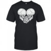 Two Skulls a heart and rose Gothic Goth Love shirt