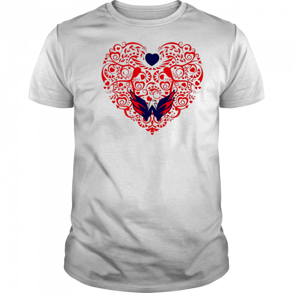 Washington Capitals Floral Pattern Heart logo shirt