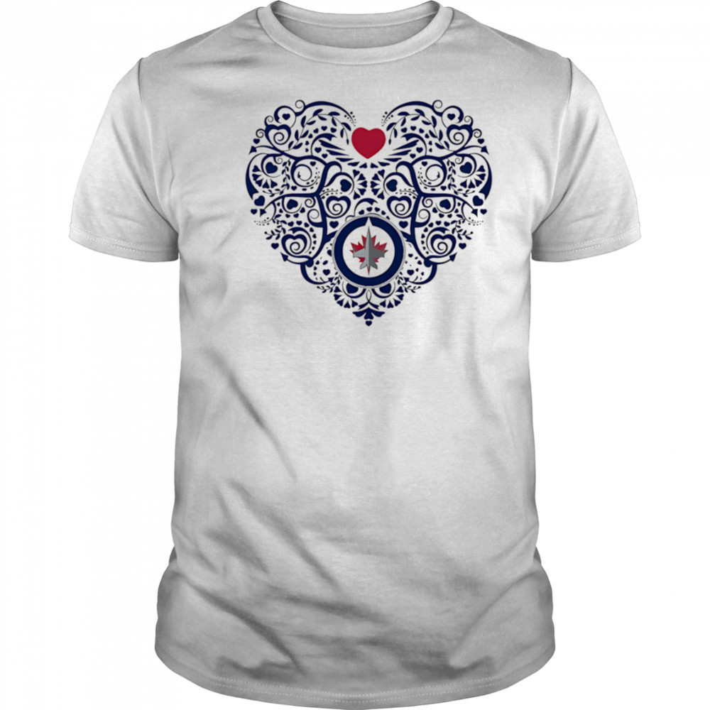 Winnipeg Jets Floral Pattern Heart logo shirt