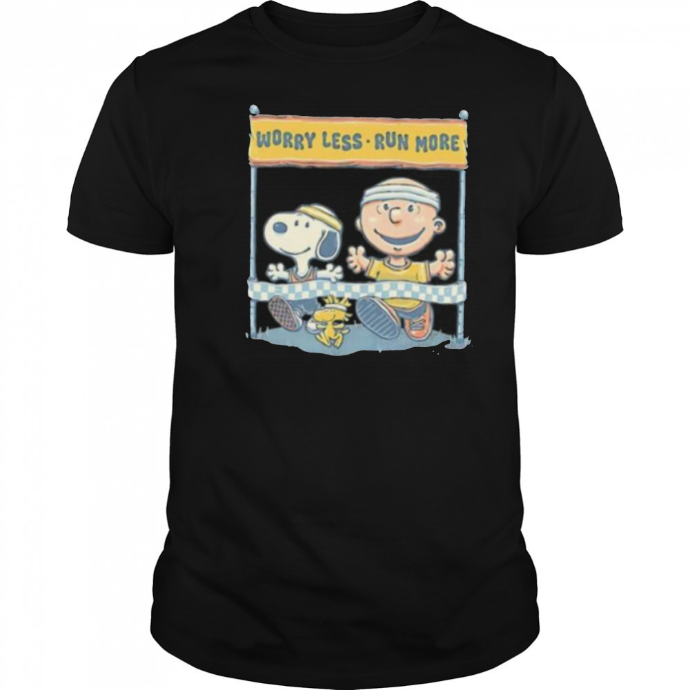 Worry Less Run More Snoopy Woodstock and Charlie Brown shirt