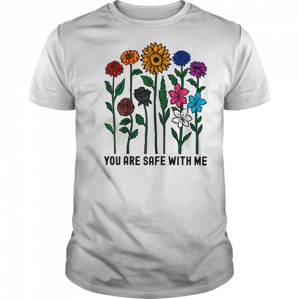You Are Safe With Me Wildflower LGBTQ Pride Ally You’re Safe Raglan Baseball T-shirt