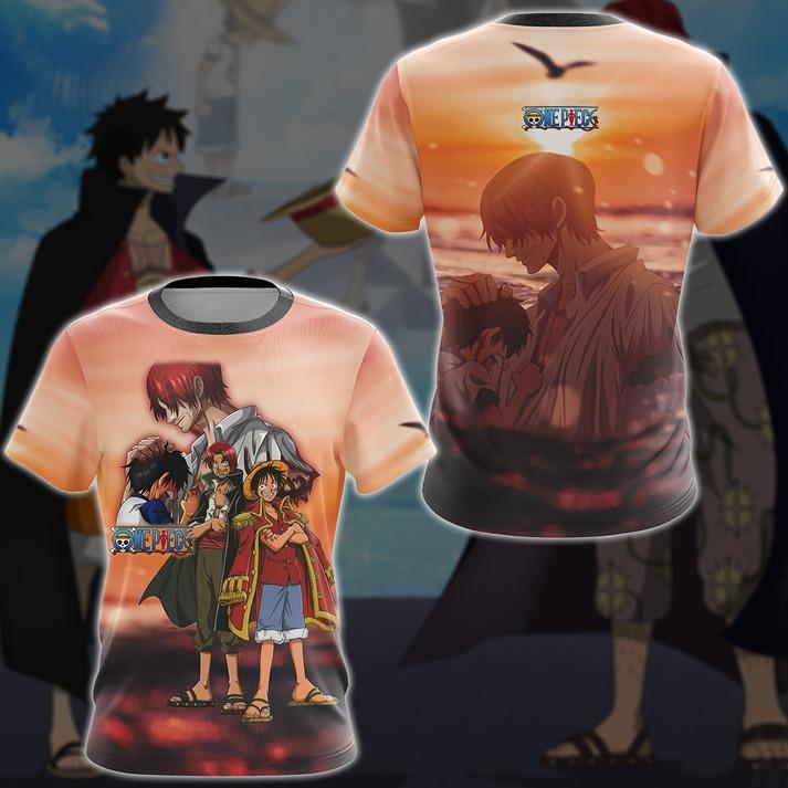 One Piece Luffy x Shanks Anime Manga 3D All Over Print T-shirt