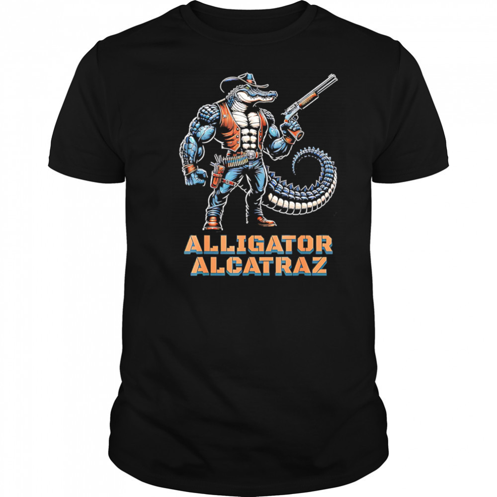 Alligator alcatraz crocodile cowboy gun shirt