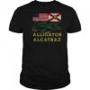 Alligator Alcatraz with US flag and Florida state flag shirt