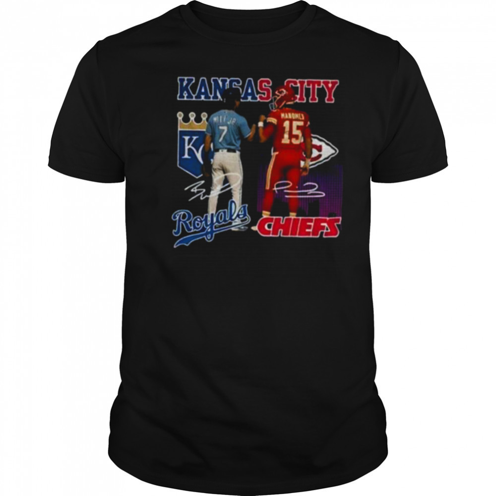 Bobby Witt Jr. Kansas City Royals x Patrick Mahomes Kansas City Chiefs signature sports shirt