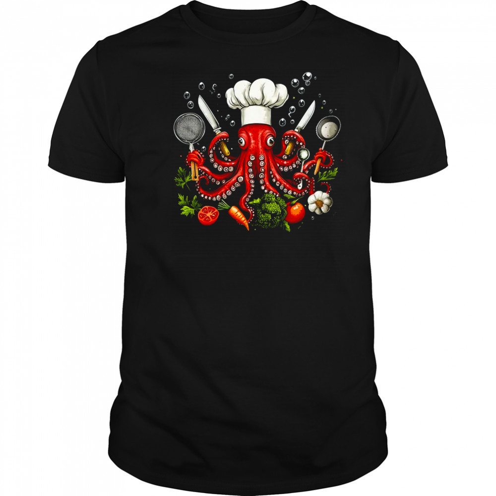 Chef Octopus Funny Cooking Sous Chef Cook Art Men Women shirt