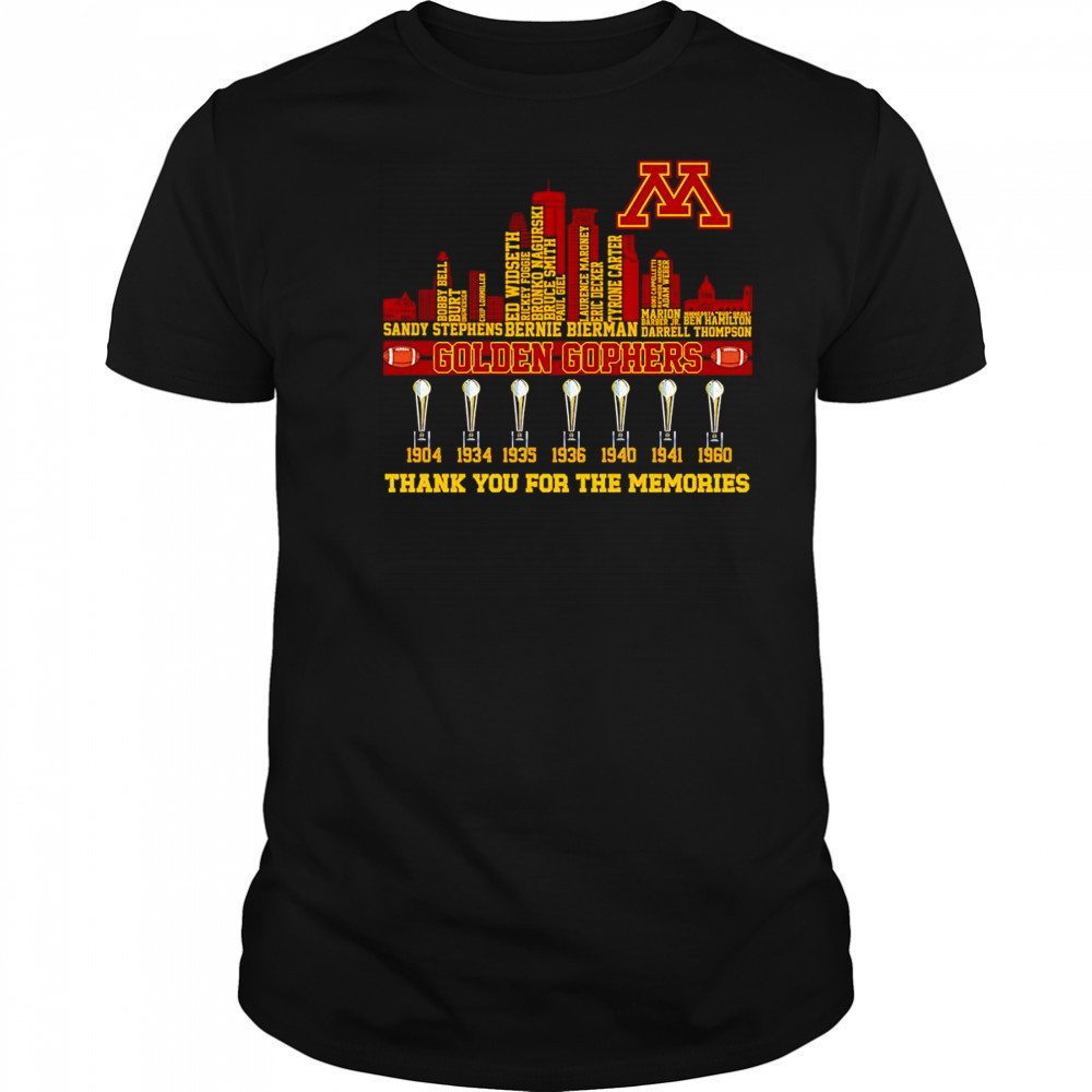 City skyline Golden Gophers thank you for the memories shirt
