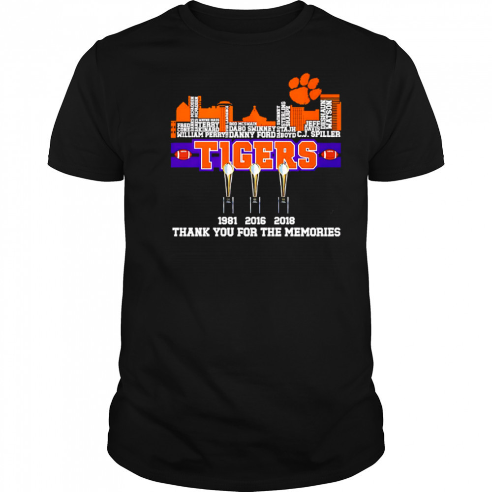 Clemson Tigers 1981-2016-2018 Champions Thank You For The Memories shirt