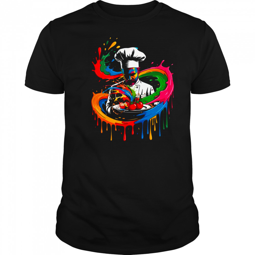 Colorful Chef Design With Splash Art Kitchen Cooking Lovers shirt