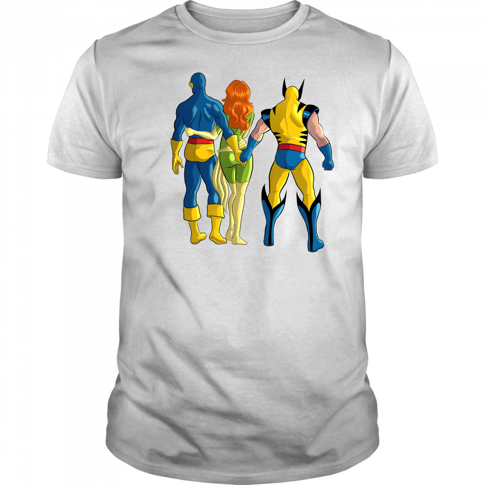 Cyclops and Wolverine cheating behind Jean Grey shirt