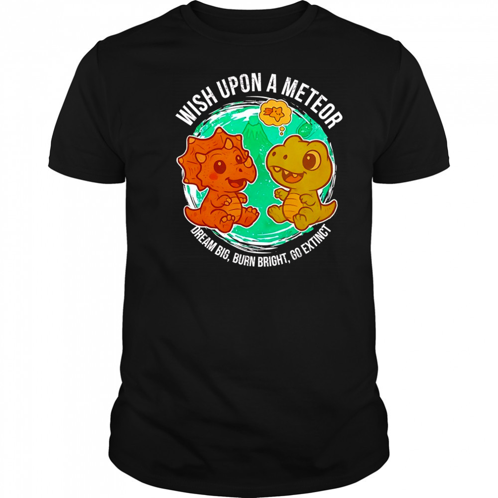 Dragon and dinosaur wish upon a meteor dream big burn bright go extinct shirt