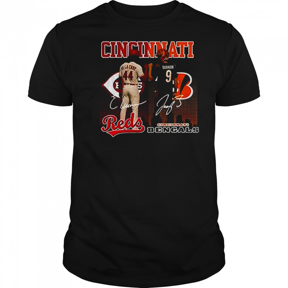 Elly De La Cruz Cincinnati Reds Joe Burrow Cincinnati Bengals signature sports shirt