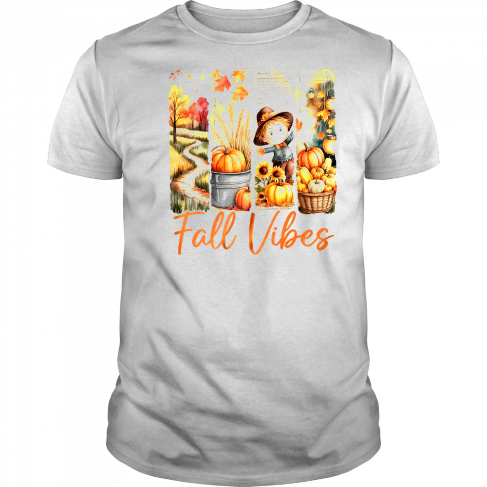 Fall Vibes Pumpkin Girls Autumn Vibes Scarecrow Thanksgiving shirt